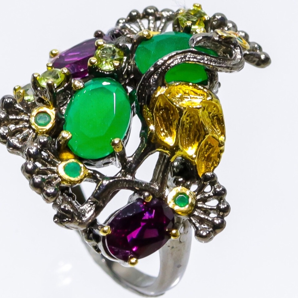 Beautiful Flamingo Sterling Silver Ring With Gems